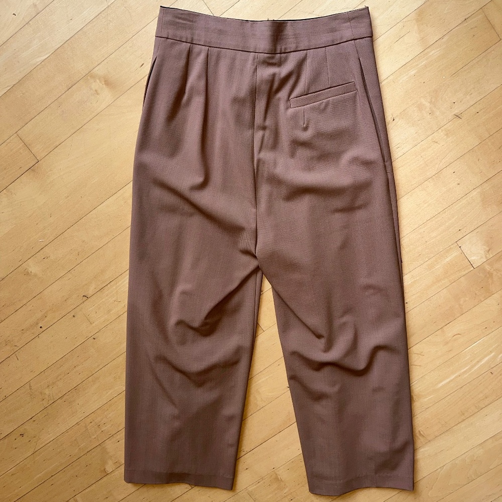 Erika Cavallini Semicouture Camel wide leg ankle crop pant,  36/XS/0  GD1171 - Picture 4 of 5